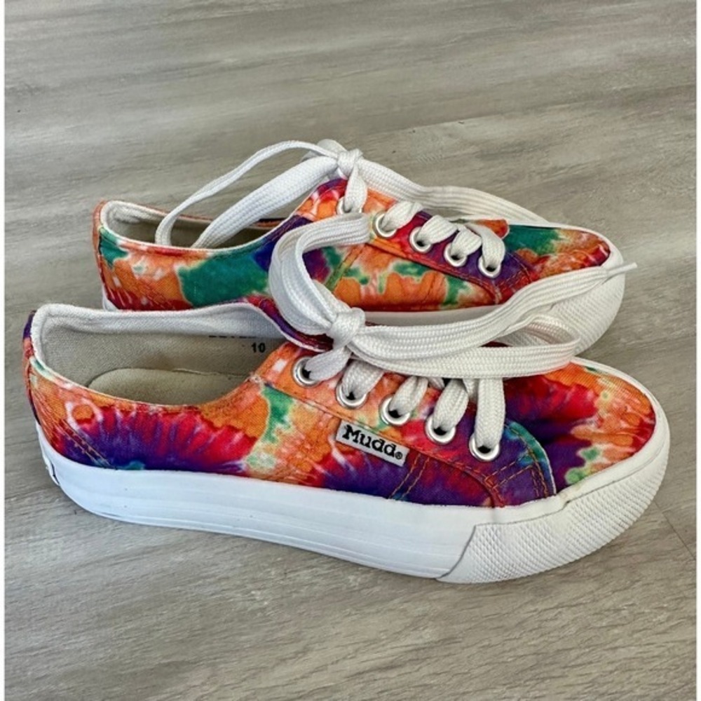 Mudd Kids Tie Dye Canvas Lace Up‎ Sneakers Shoes Size 10 Orange Purple Green
